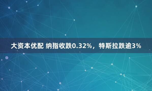 大资本优配 纳指收跌0.32%，特斯拉跌逾3%
