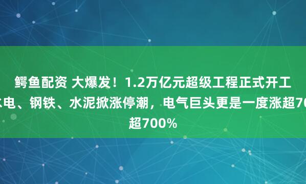 鳄鱼配资 大爆发！1.2万亿元超级工程正式开工，水电、钢铁、水泥掀涨停潮，电气巨头更是一度涨超700%