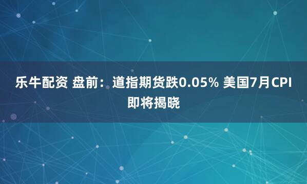 乐牛配资 盘前：道指期货跌0.05% 美国7月CPI即将揭晓